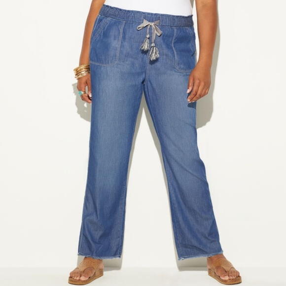 loralette Pants - Loralette || Trendy Frayed Hem Chambray Pant